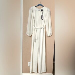 DKNY Off-White Long Sleeve Jumpsuit